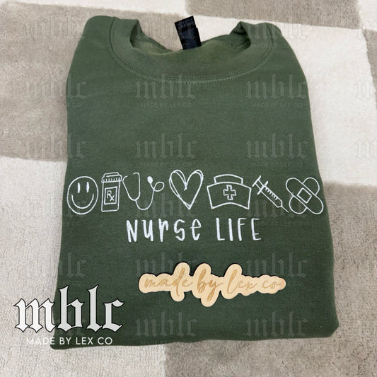 Nurse Life (icons) Shirt - Embroidered