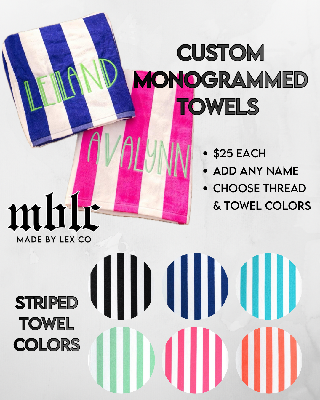 Custom Monogrammed Towel - DISCOUNT READY TO BE MADE