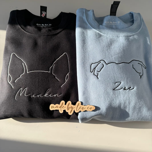 CUSTOM Dog/Cat Ears + Name Embroidered Shirt
