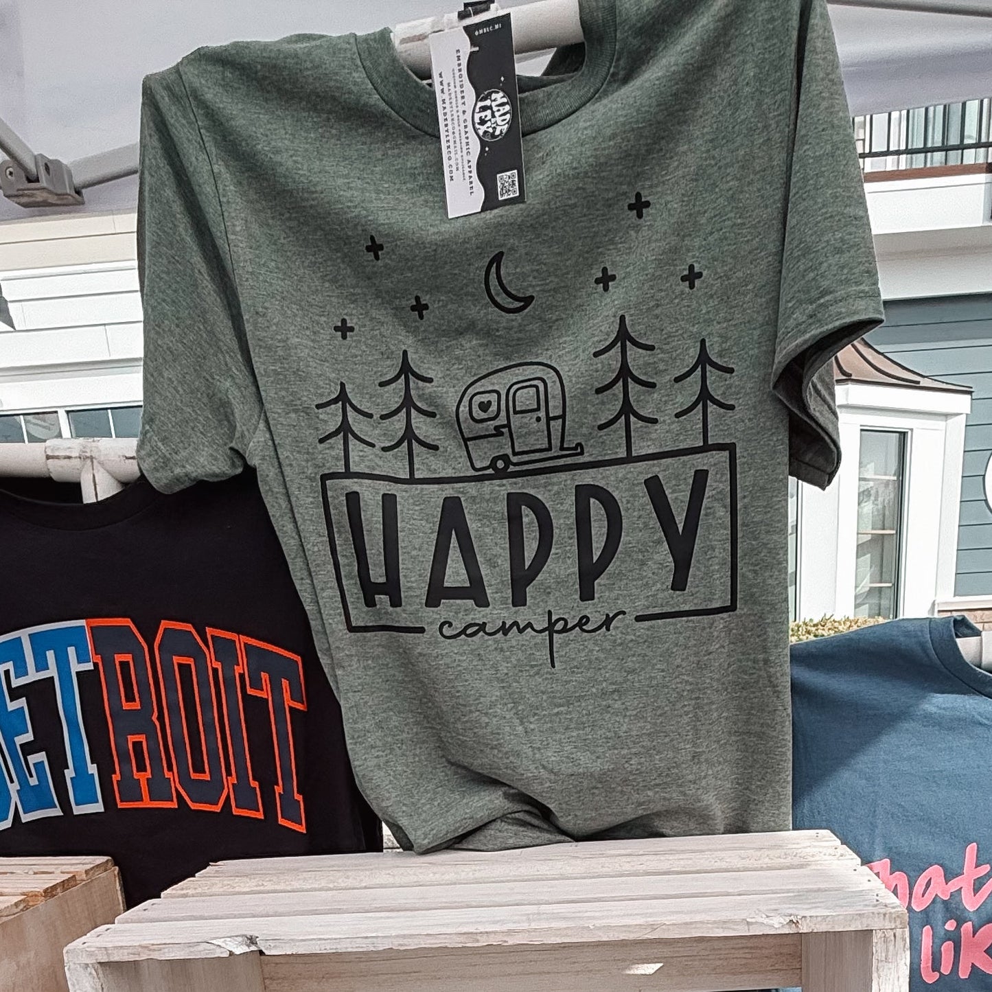 Happy Camper Tee (military green) - READY TO SHIP