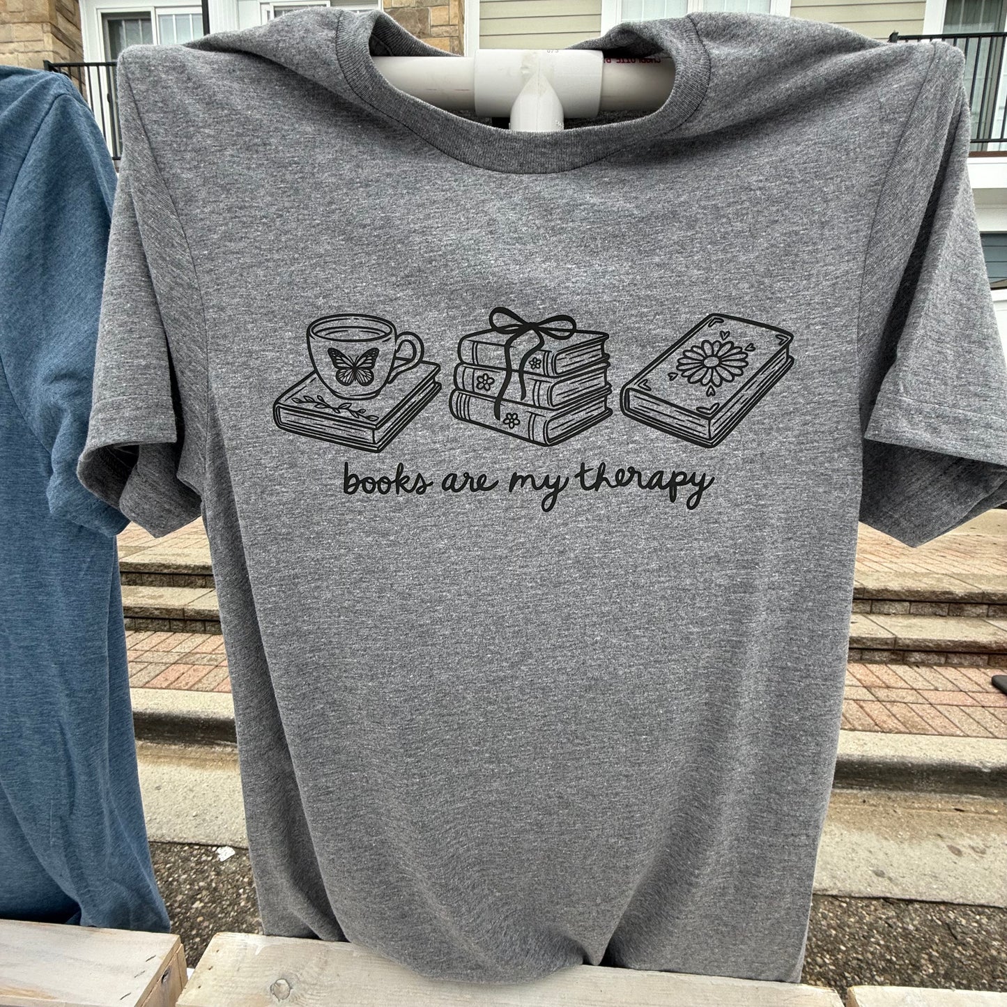 Books are my therapy (gray) Tee  - READY TO SHIP