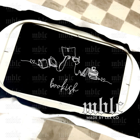 Bookish linework Shirt - Embroidered