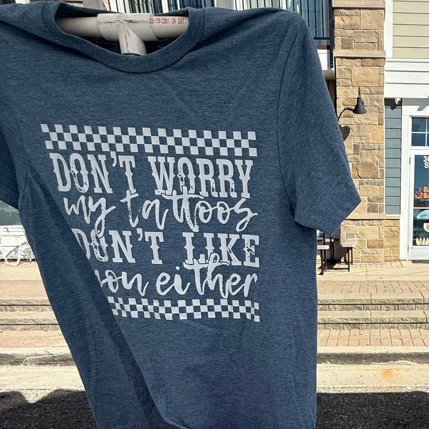 Tattoos Tee (heather indigo)  - READY TO SHIP
