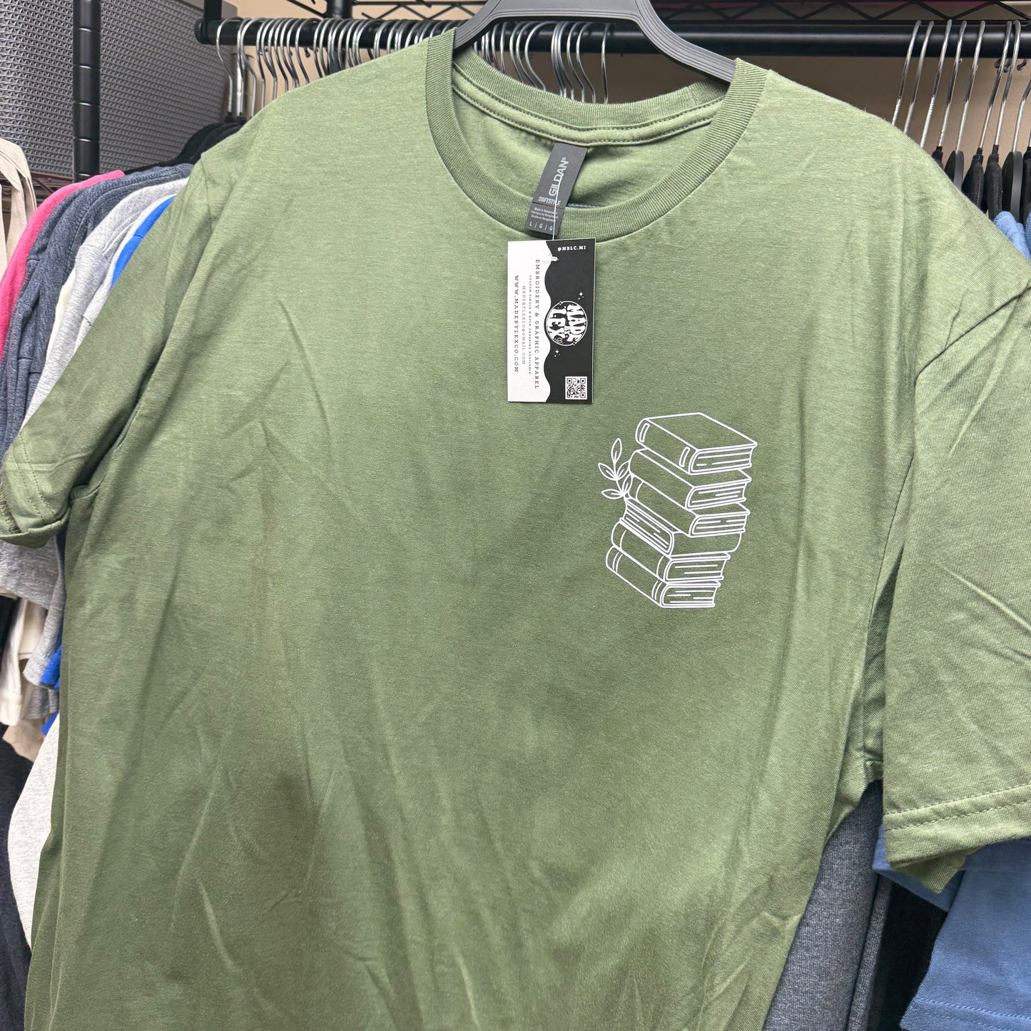 Book Stack (pocket) Tee - READY TO SHIP