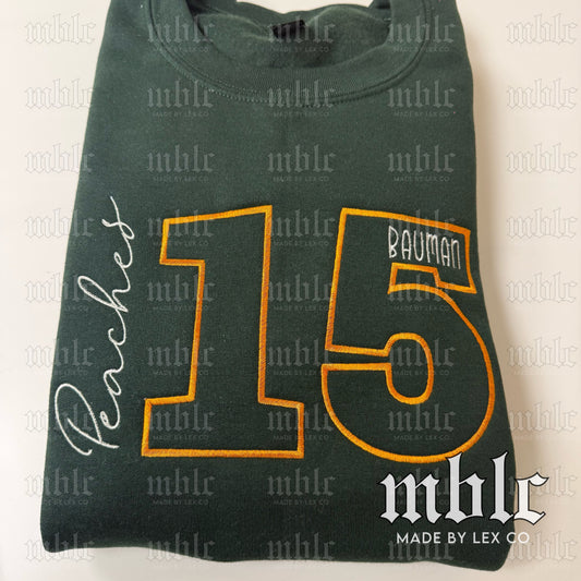 CUSTOM Sports Number/Name/Team Embroidered Crew