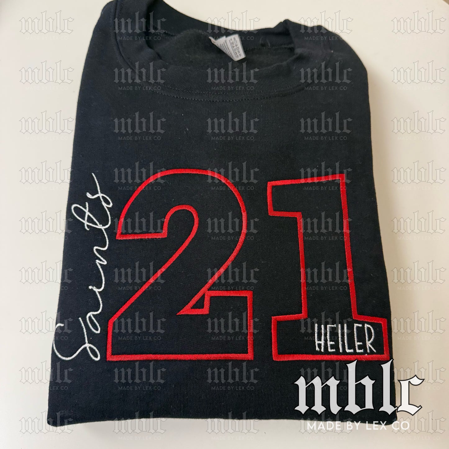 CUSTOM Sports Number/Name/Team Embroidered Crew