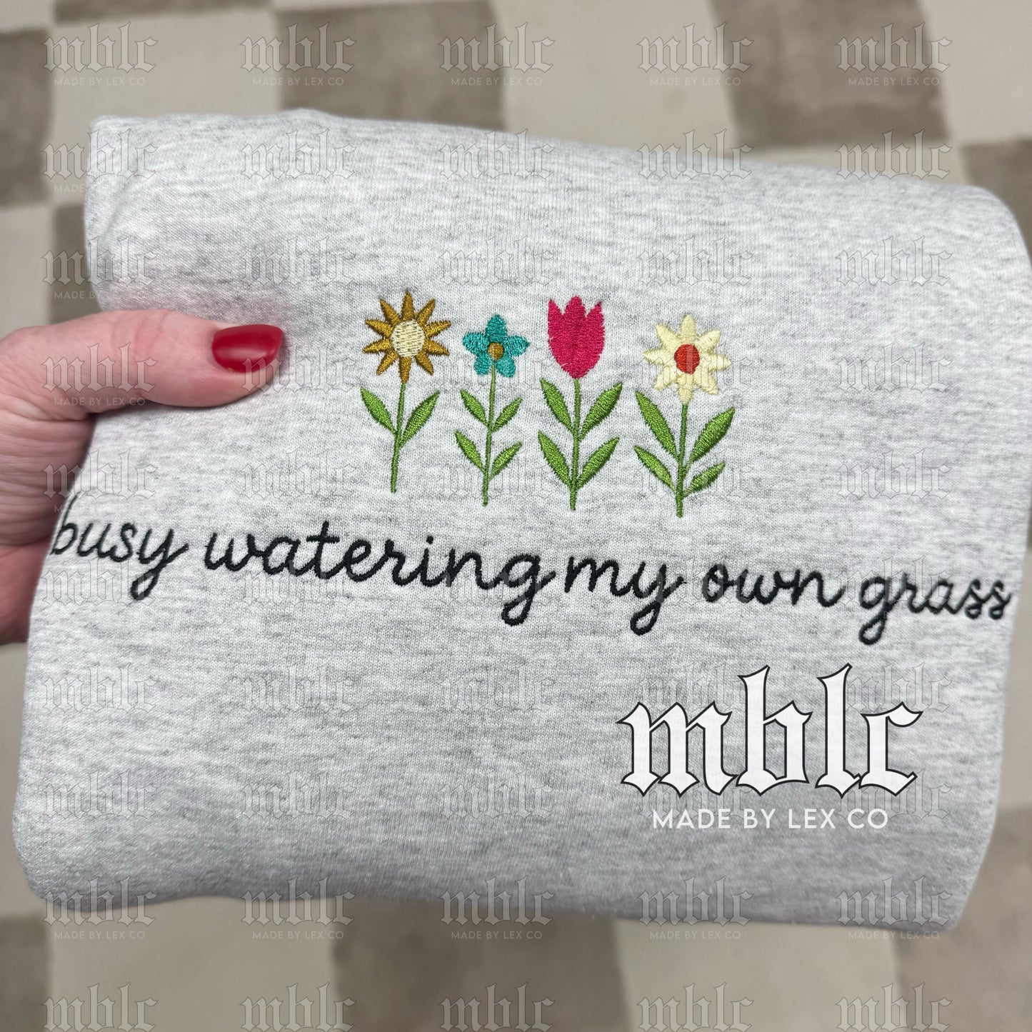 Busy watering my own Grass Shirt - Embroidered