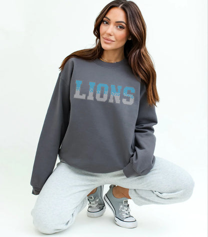 Lions OMBRE RHINESTONE  Shirt - Real Rhinestones!