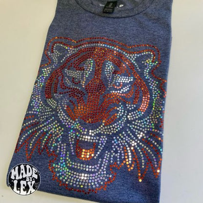 Tiger Head SPANGLE Shirt - Holographic Look