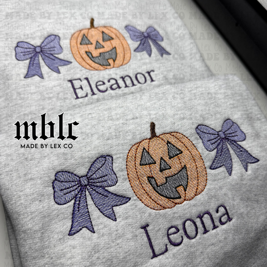 Bow Pumpkin Kids Custom Shirt - Embroidered