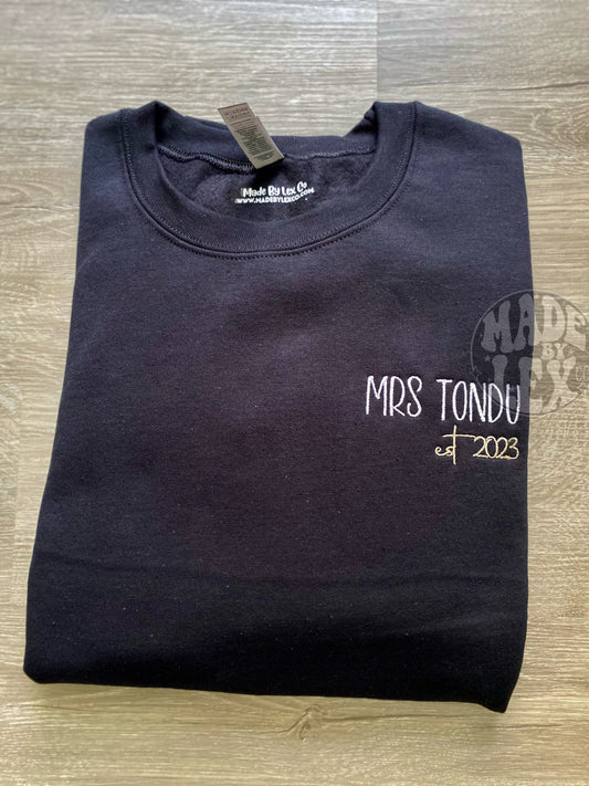 Mrs/Est Custom Embroidered Shirt